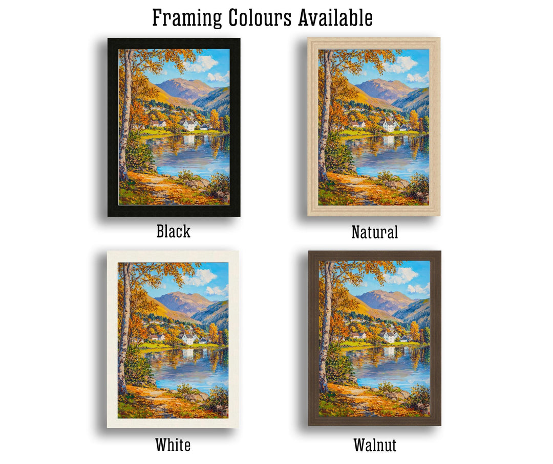 Grasmere Oil Painting Poster Lake District England Wall Art Countryside Landscape Print Gift for UK Travel Lovers and Fans of Scenic