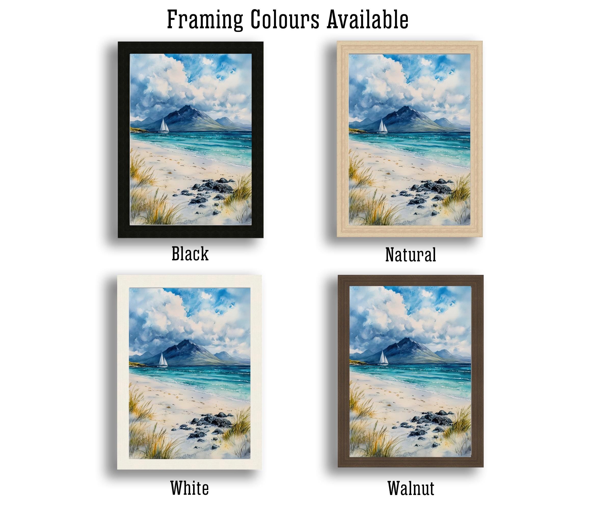 Isle of Arran Watercolour Painting Poster Scotland Wall Art Coastal Landscape Print Gift for UK Travel Lovers and Fans of Scenic Scottish