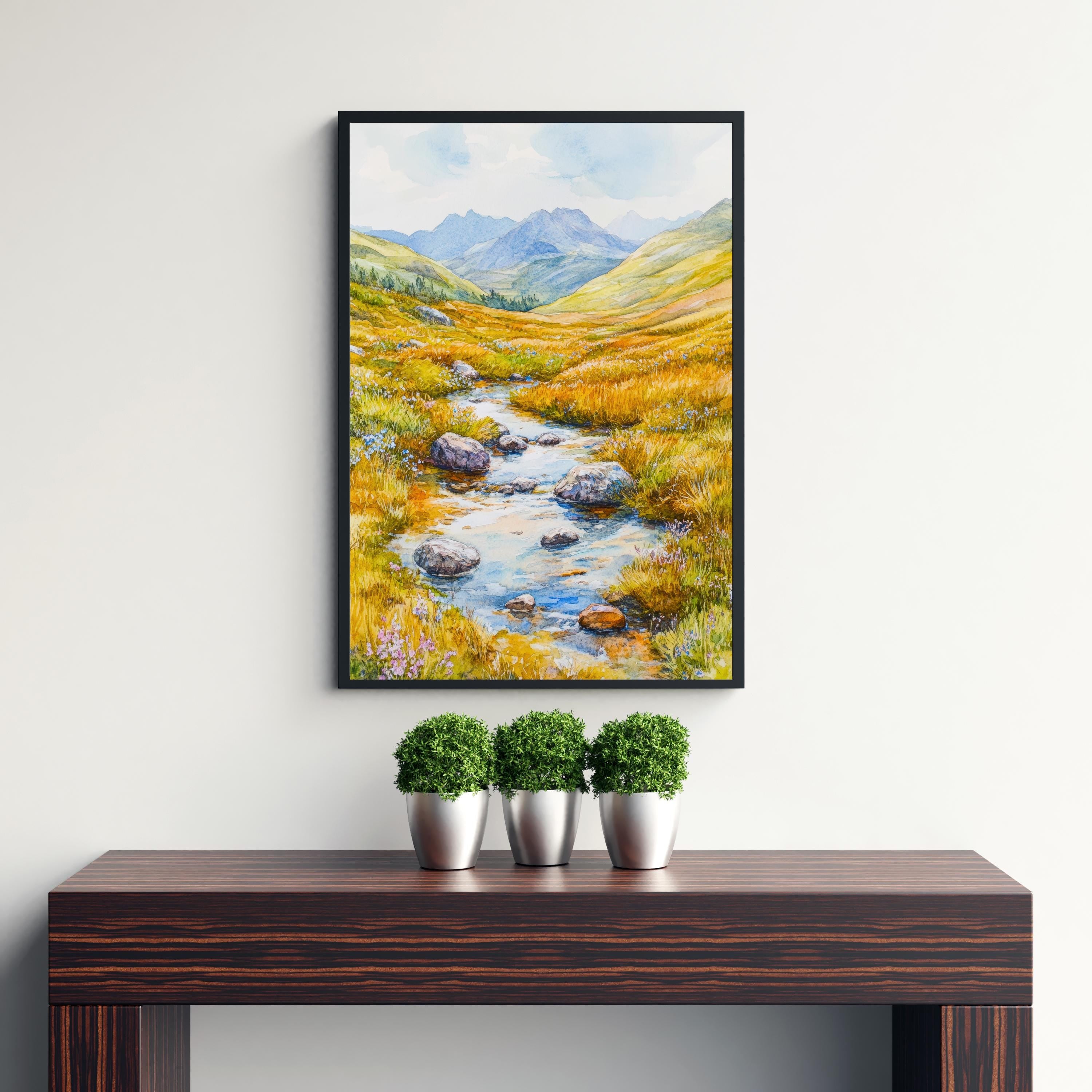 Lake District Watercolour Painting Poster England Wall Art Countryside Landscape Print Gift for UK Travel Lovers and Fans of Scenic Cumbrian