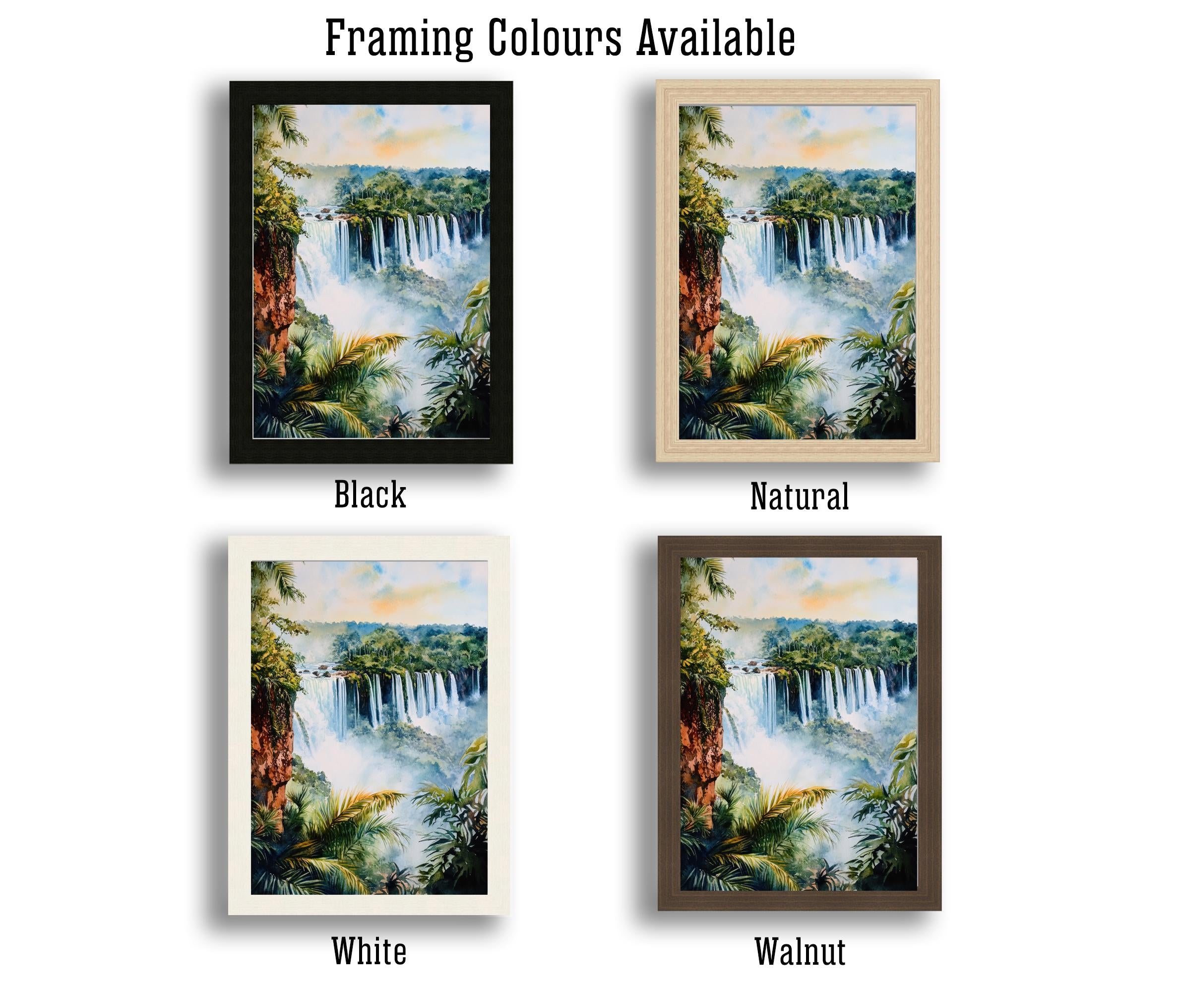 Iguazu Falls Watercolor Art Print, Brazil Argentina Nature Painting, Waterfall Wall Decor, Travel Gift