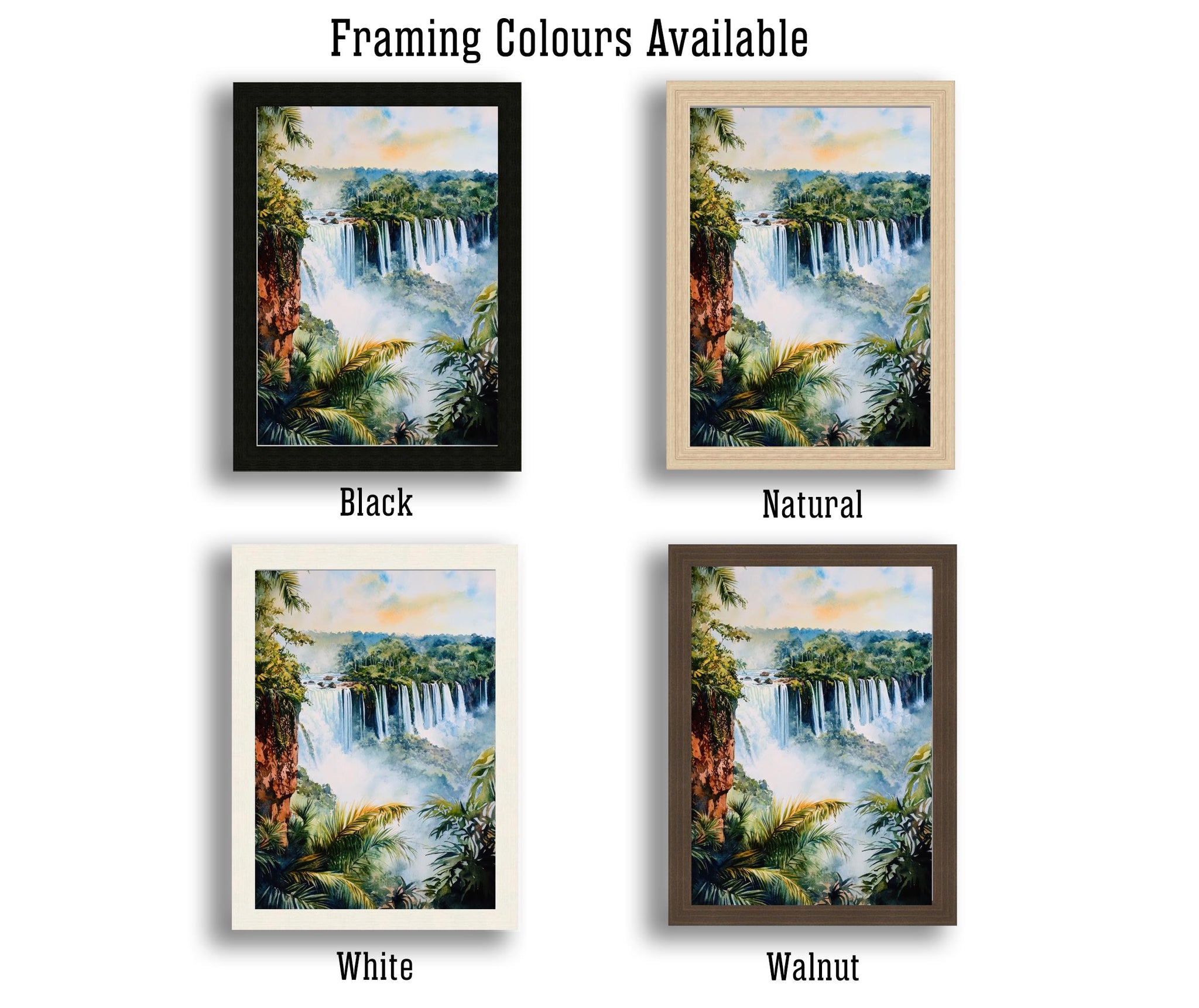 Iguazu Falls Watercolor Art Print, Brazil Argentina Nature Painting, Waterfall Wall Decor, Travel Gift