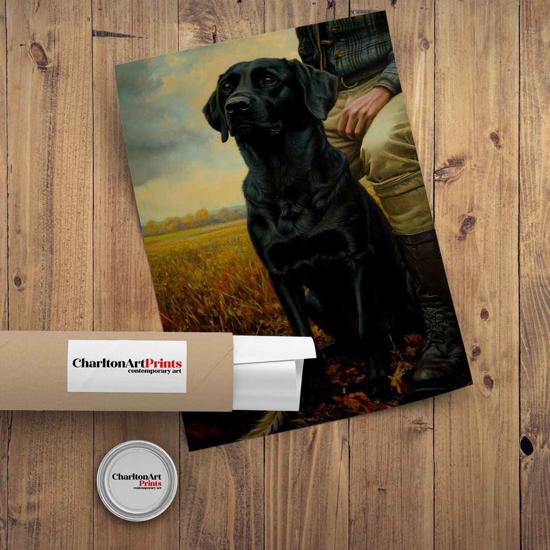 Black Labrador Watercolor Print Cottagecore Decor Rustic Dog Painting Loyal Companion Wall Art