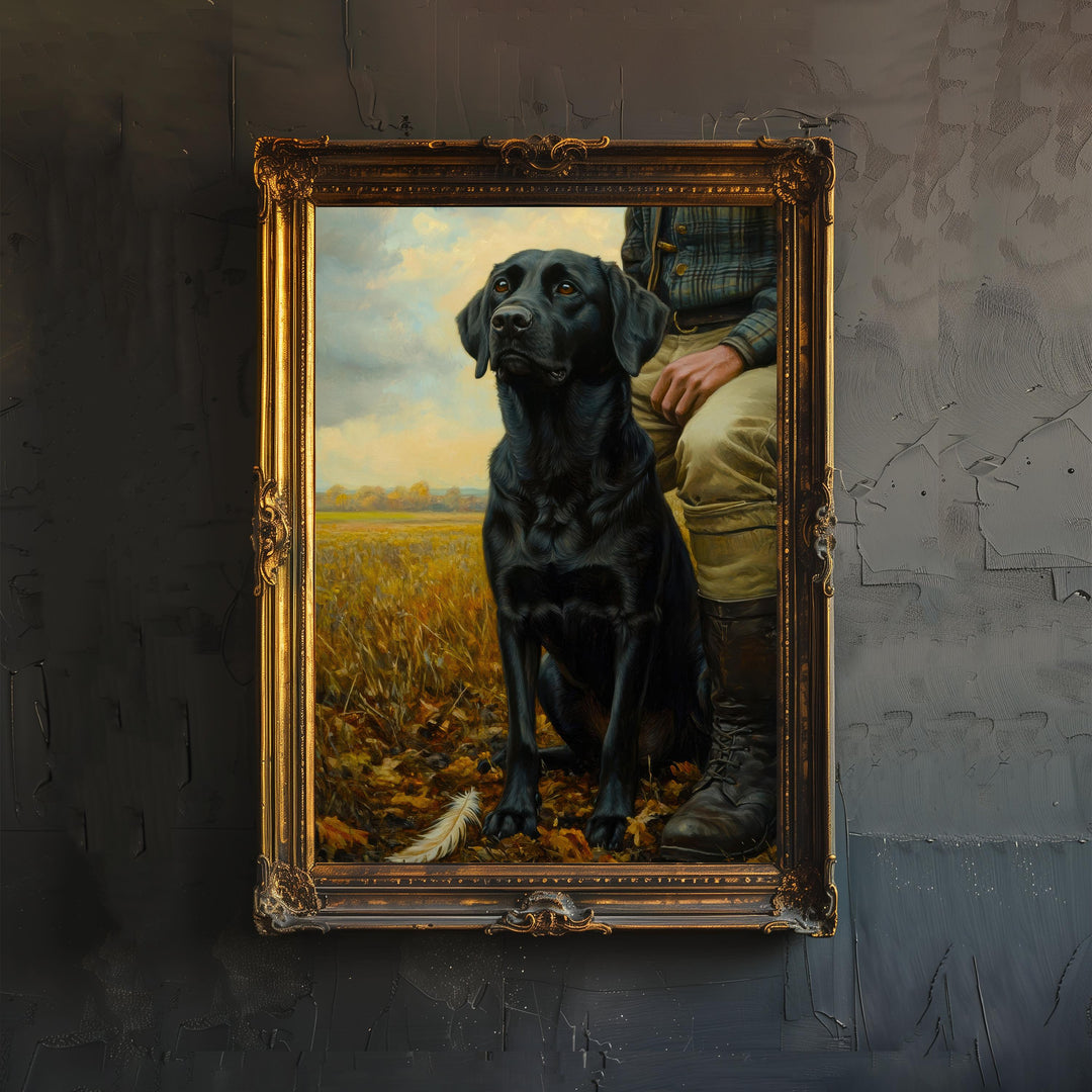 Black Labrador Watercolor Print Cottagecore Decor Rustic Dog Painting Loyal Companion Wall Art