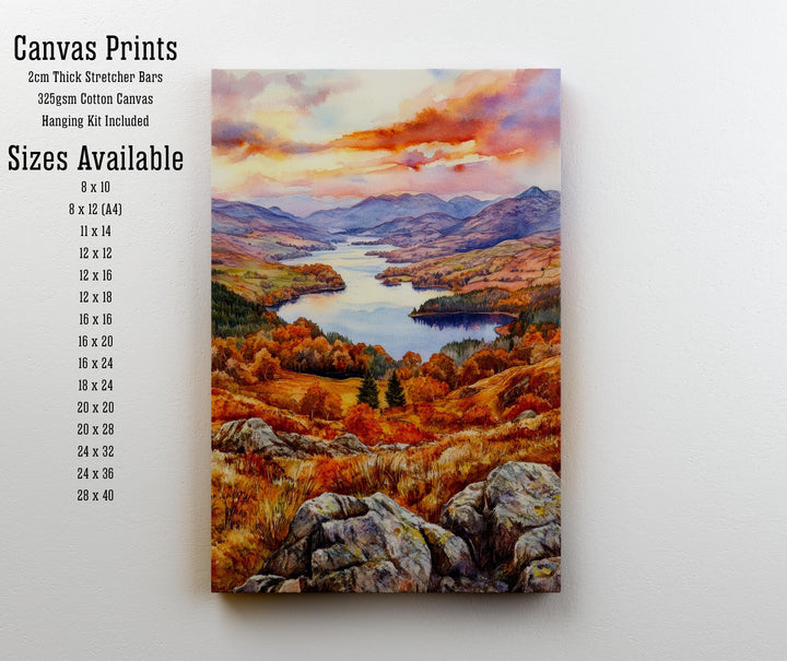 Loughrigg Fell Watercolour Painting Poster Lake District England Wall Art Countryside Landscape Print Gift for UK Travel Lovers