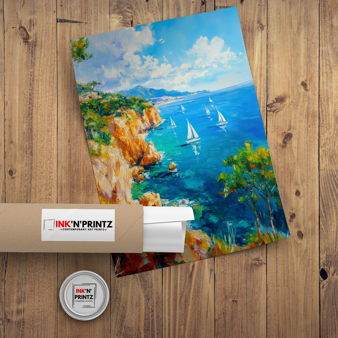 Majorca Oil Painting Poster Spain Wall Art Mediterranean Island Coastal Landscape Print Gift for Europe Travel Lovers and Fans of Scenic