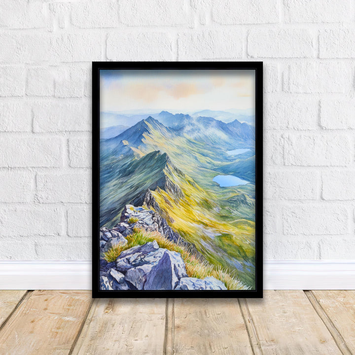 Snowdon Watercolour Painting Poster Wales Wall Art National Park Mountain Landscape Print Gift for UK Travel Lovers and Fans of Scenic