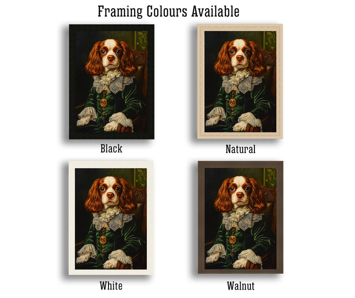 Cavalier King Charles Portrait Print Regal Dog Wall Art Renaissance Pet Art Funny Dog Gift Dark Academia Decor