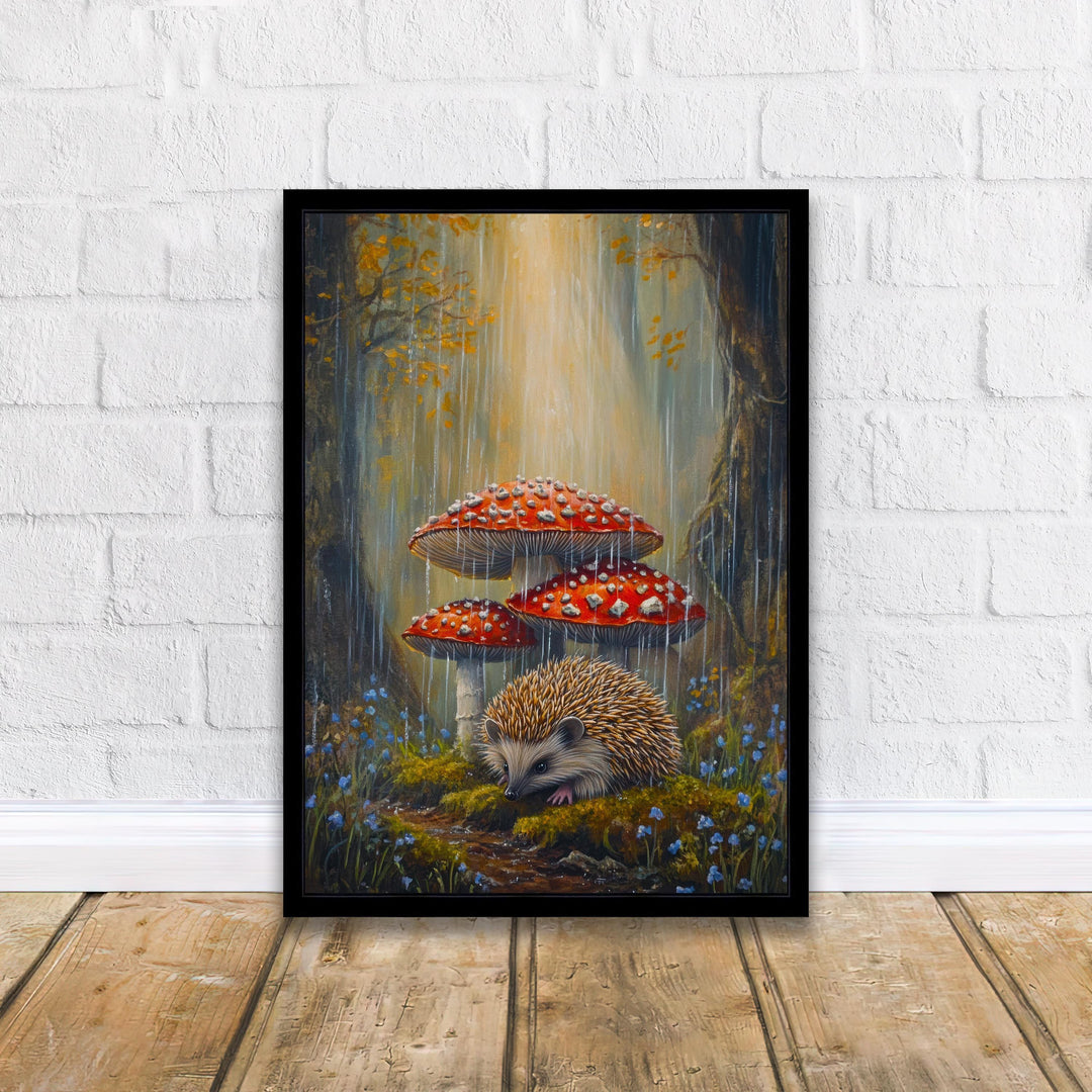Hedgehog Beneath Blackberry Bush Print Cottagecore Wildlife Art Rustic Garden Decor Woodland Animal Illustration