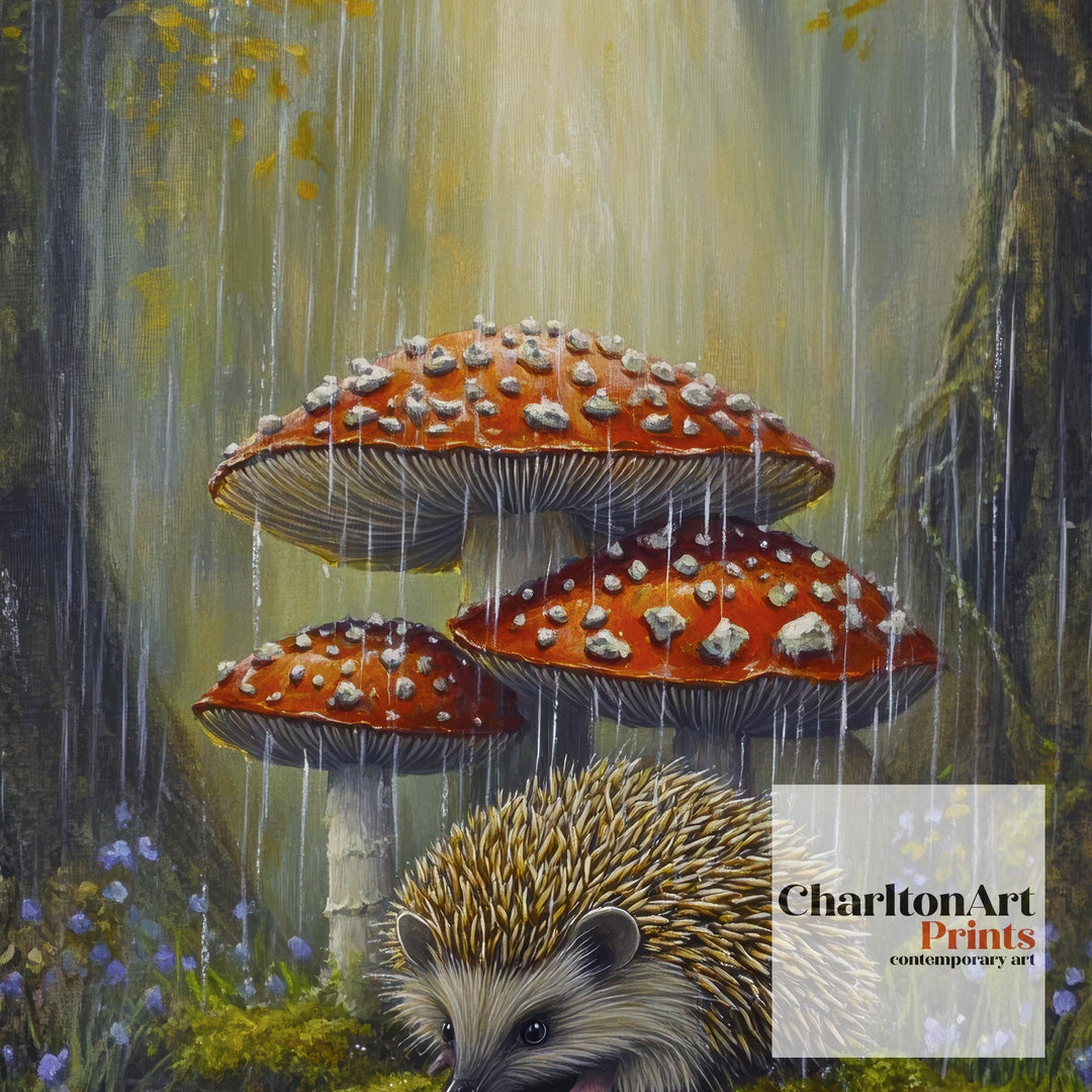 Hedgehog Beneath Blackberry Bush Print Cottagecore Wildlife Art Rustic Garden Decor Woodland Animal Illustration