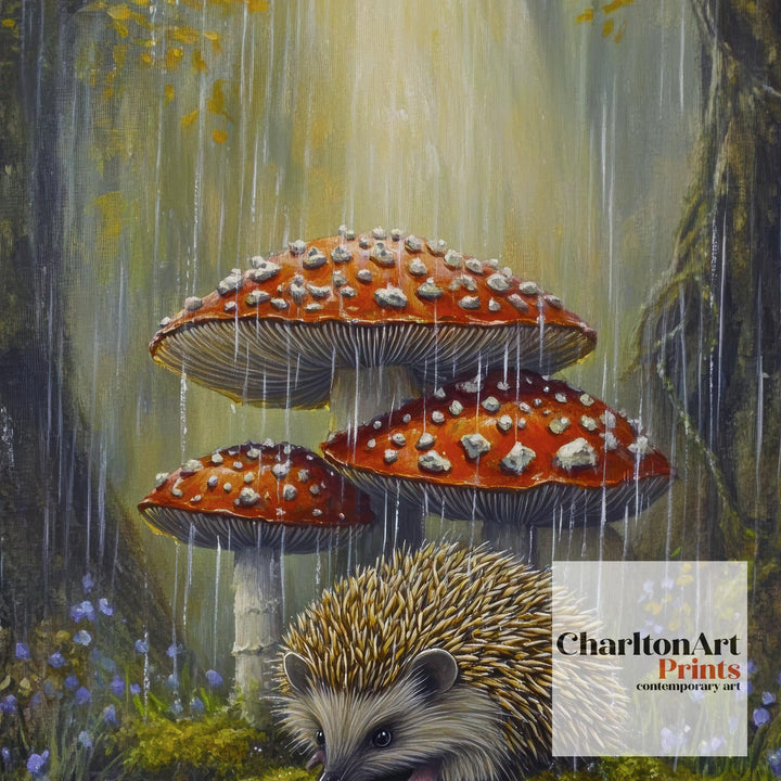 Hedgehog Beneath Blackberry Bush Print Cottagecore Wildlife Art Rustic Garden Decor Woodland Animal Illustration