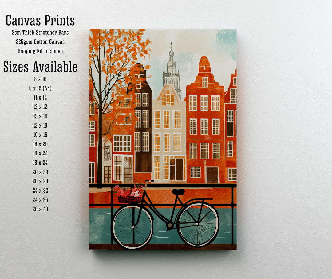 Amsterdam Minimalist Travel Poster Print Netherlands Wall Art City Canal Houses Gift for Europe Lovers and Fans of Scenic Dutch Architecture