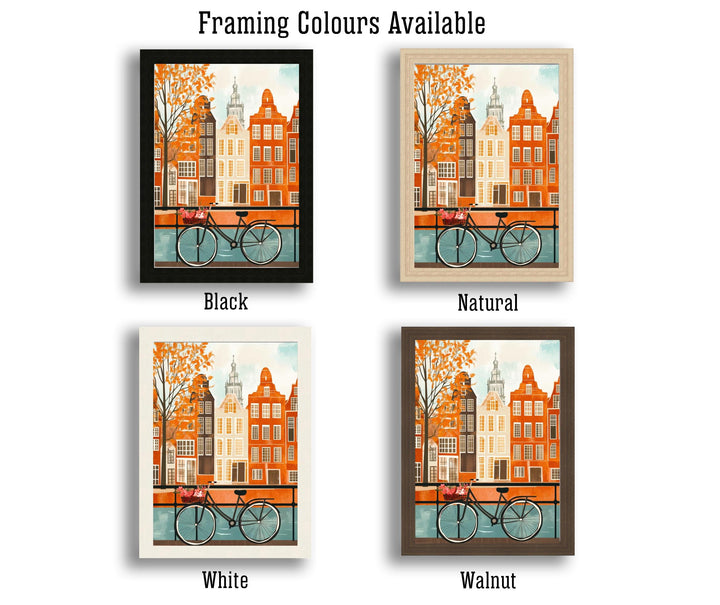 Amsterdam Minimalist Travel Poster Print Netherlands Wall Art City Canal Houses Gift for Europe Lovers and Fans of Scenic Dutch Architecture
