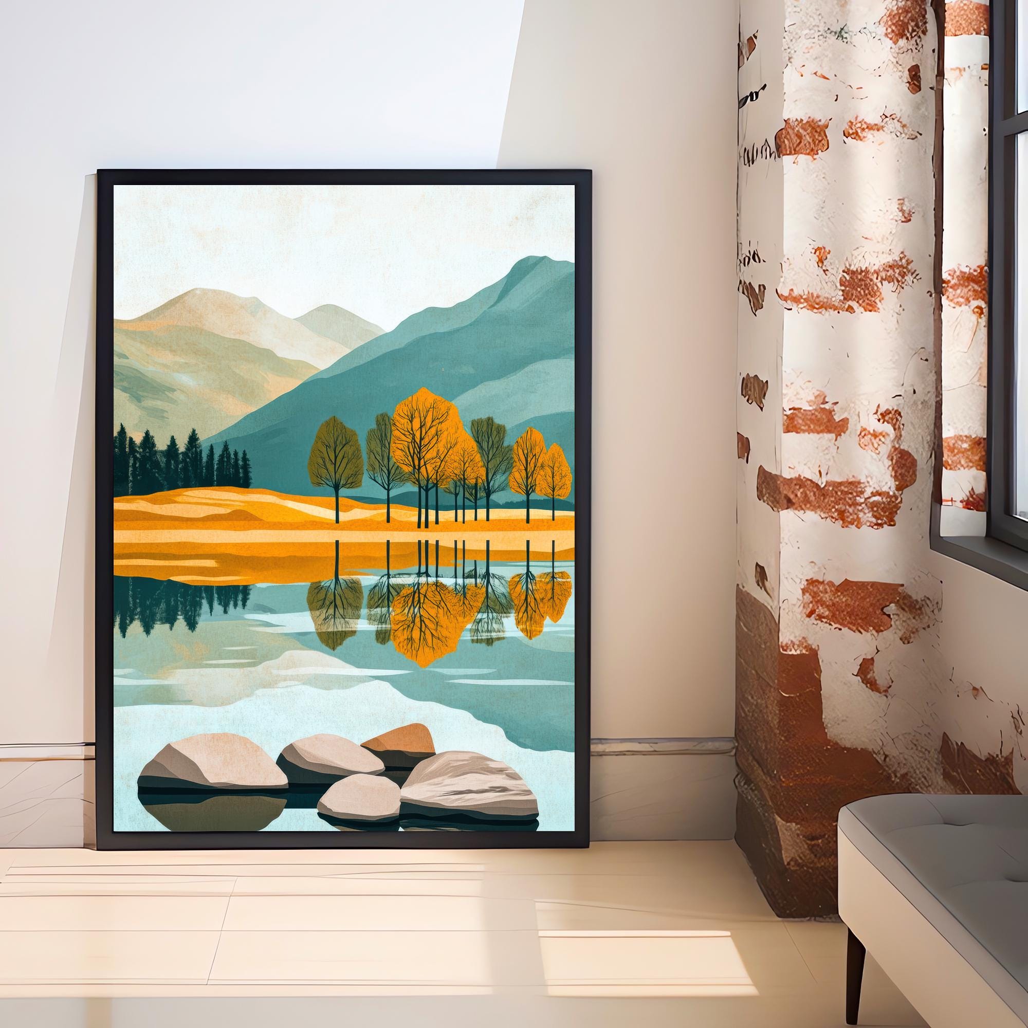 Buttermere Lake District Minimalist Travel Poster Print England Wall Art Countryside Landscape Gift for UK Nature Lovers and Fans of Scenic