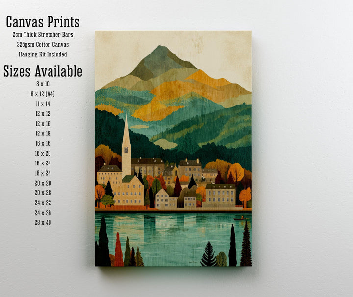 Keswick Lake District Minimalist Travel Poster Print England Wall Art Countryside Landscape Gift for UK Nature Lovers and Fans of Scenic