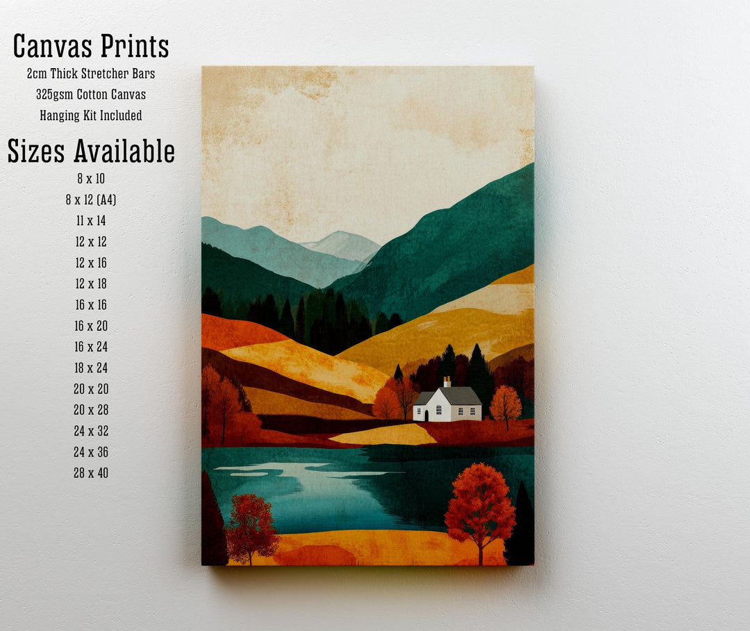 Lake District Minimalist Travel Poster Print England Wall Art Countryside Landscape Gift for UK Nature Lovers and Fans of Scenic Cumbrian