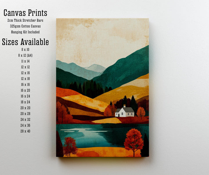Lake District Minimalist Travel Poster Print England Wall Art Countryside Landscape Gift for UK Nature Lovers and Fans of Scenic Cumbrian