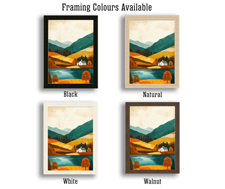 Lake District Minimalist Travel Poster Print England Wall Art Countryside Landscape Gift for UK Nature Lovers and Fans of Scenic Cumbrian