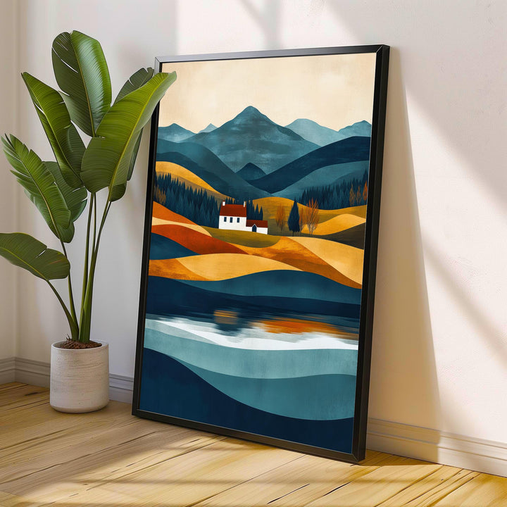 Lake District Minimalist Travel Poster Print England Wall Art Countryside Landscape Gift for UK Nature Lovers and Fans of Scenic Cumbrian
