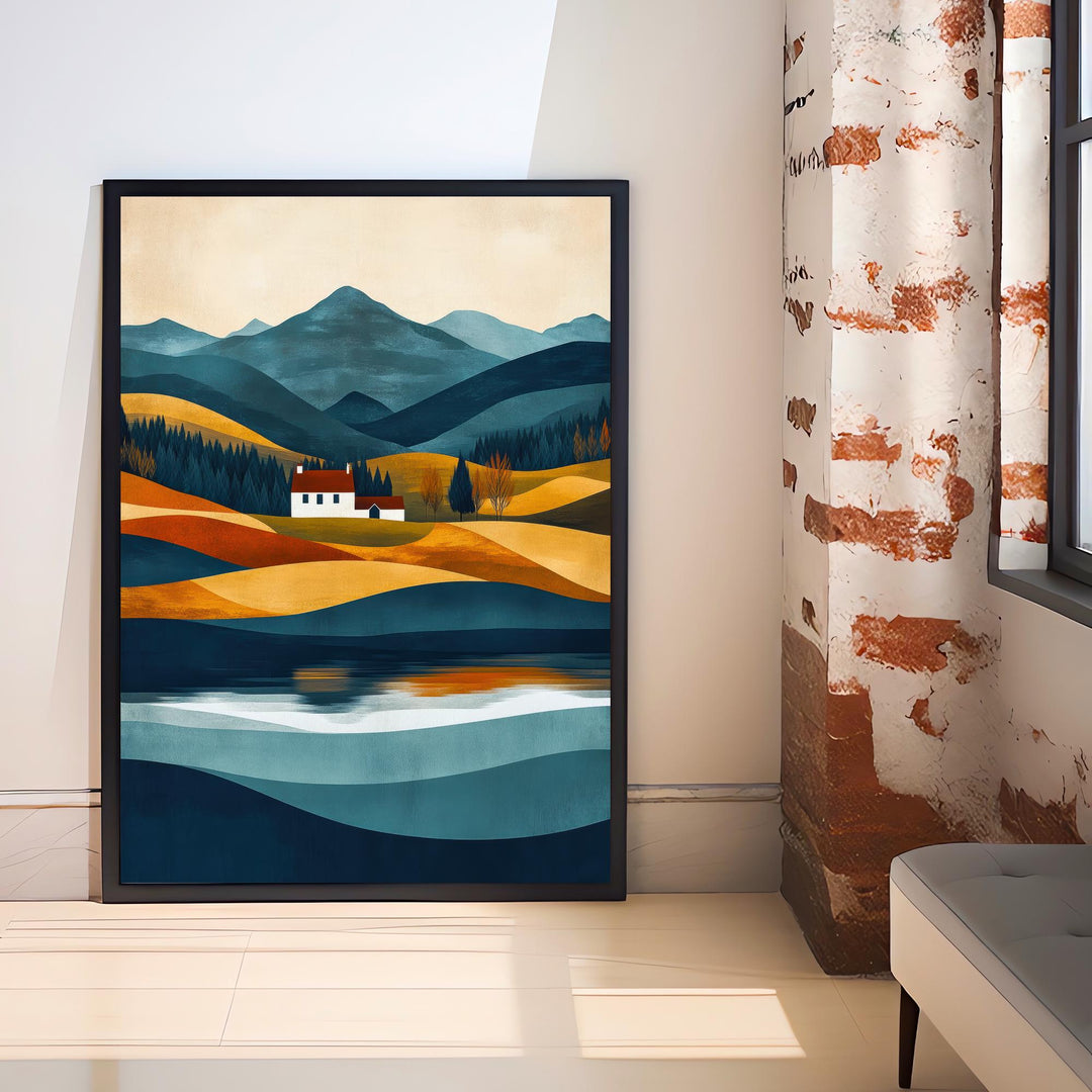 Lake District Minimalist Travel Poster Print England Wall Art Countryside Landscape Gift for UK Nature Lovers and Fans of Scenic Cumbrian