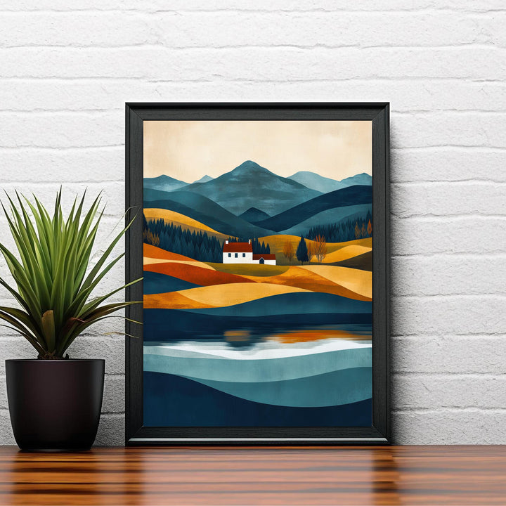 Lake District Minimalist Travel Poster Print England Wall Art Countryside Landscape Gift for UK Nature Lovers and Fans of Scenic Cumbrian