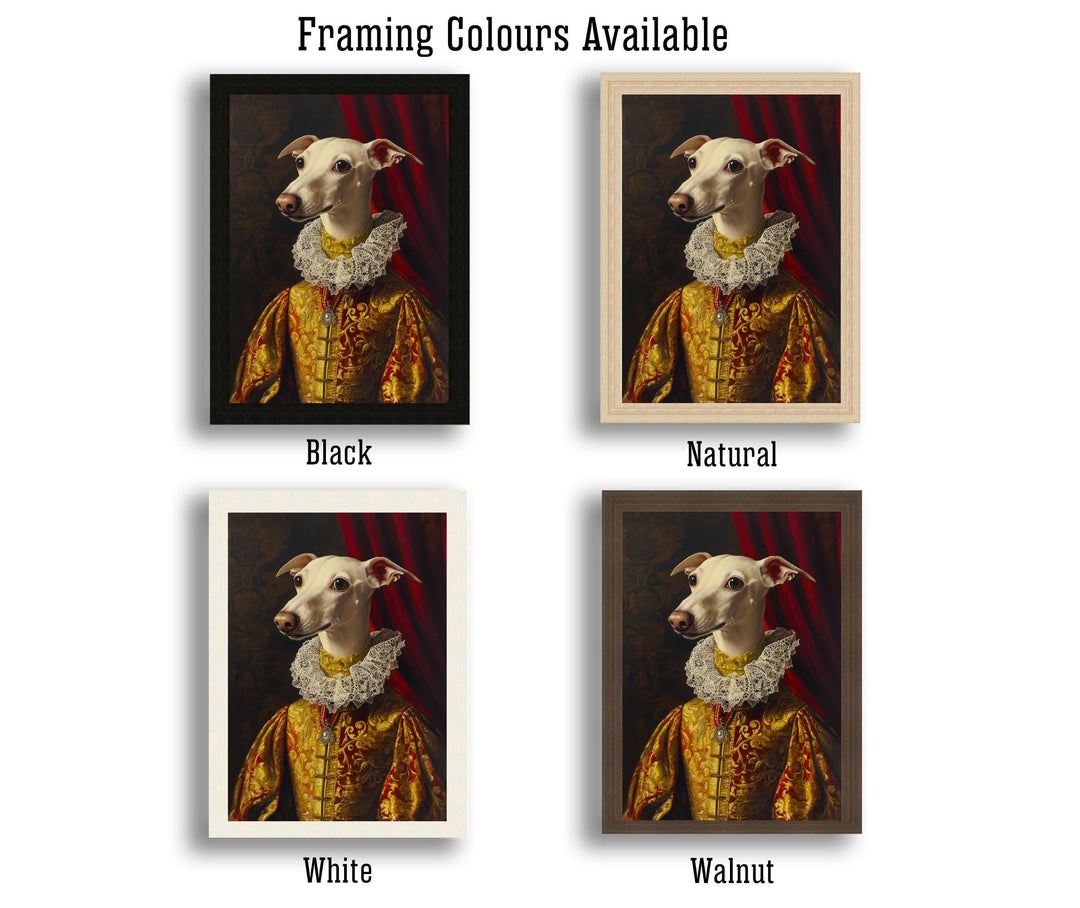 Renaissance Animal Whippet Portrait Victorian Art Dog in Suit Dark Academia Vintage Wall Art Rustic Decor Classical Painting Regal Pet Art