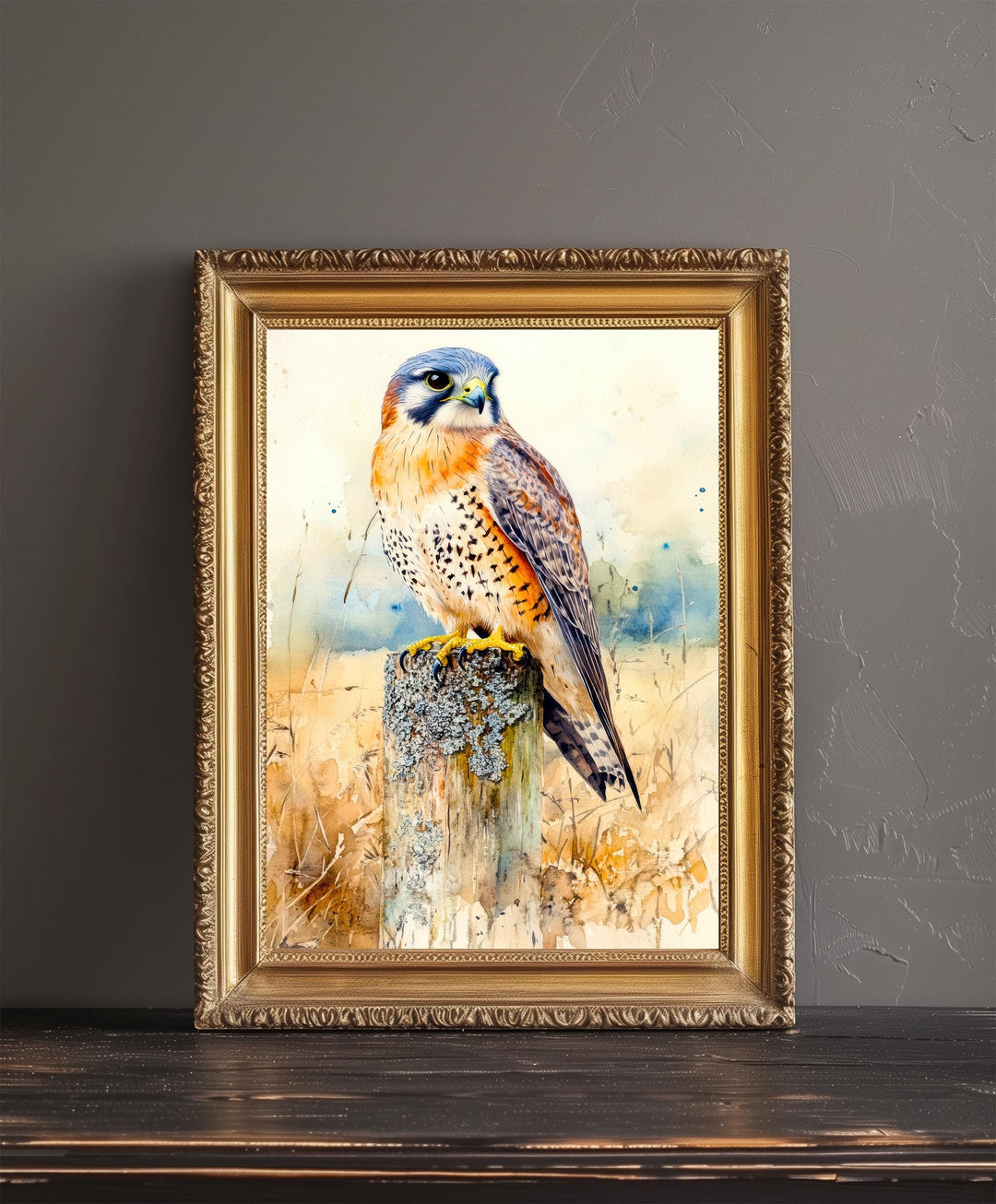 Kestrel Watercolour Painting Poster Cottagecore Decor Nature Art Vintage Wildlife Illustration Rustic Countryside Wall Art Poster Print