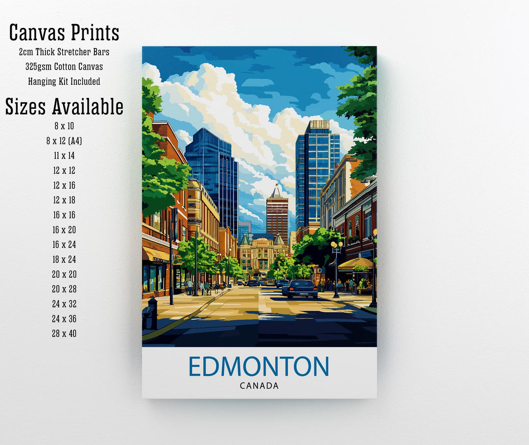 Edmonton Canada Travel Poster Print Alberta Wall Art City Skyline Landscape Gift for North America Lovers and Fans of Scenic Canadian
