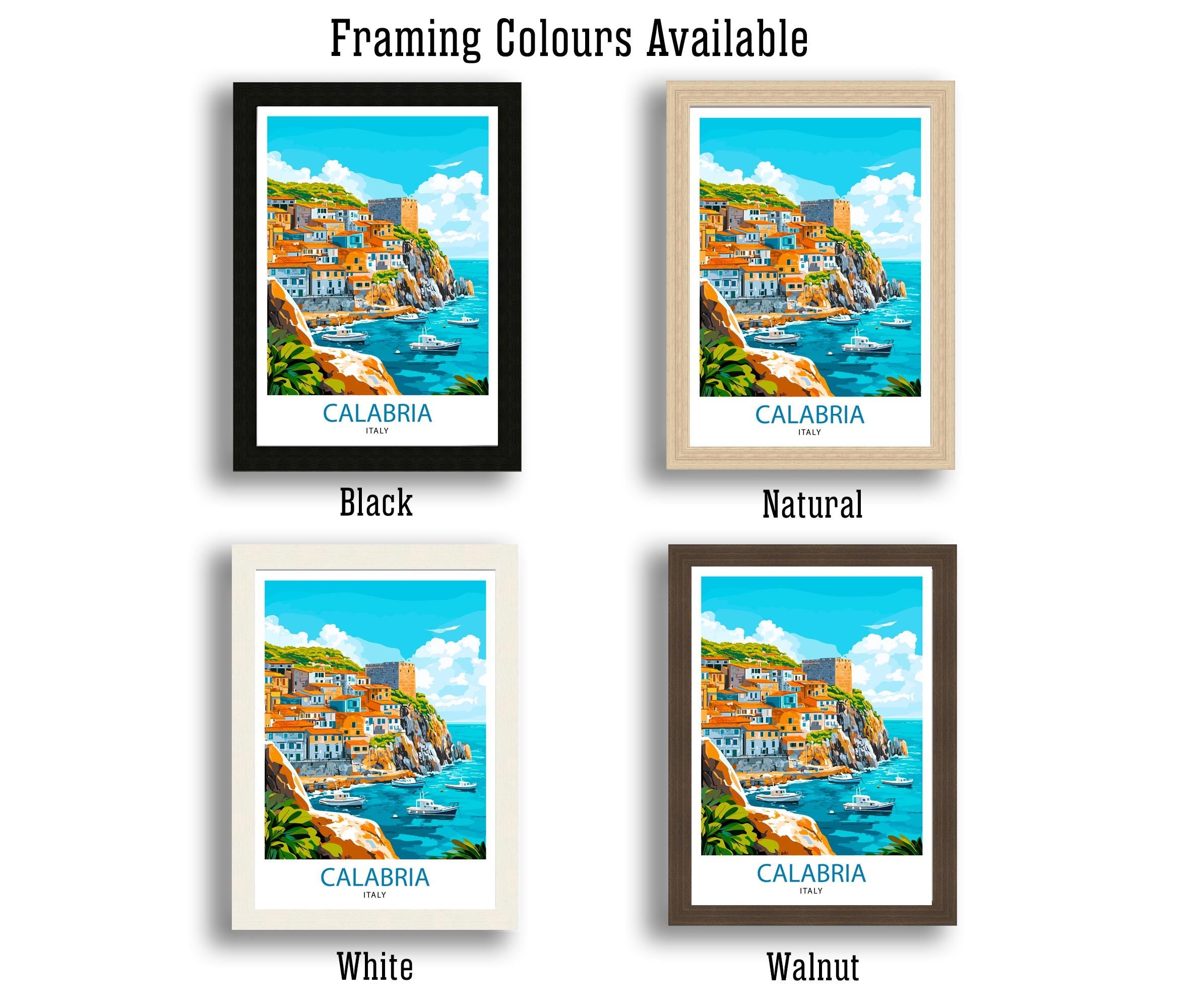 Calabria Italy Travel Poster Print Mediterranean Coastal Wall Art Landscape Gift for Europe Lovers and Fans of Scenic Southern Italian