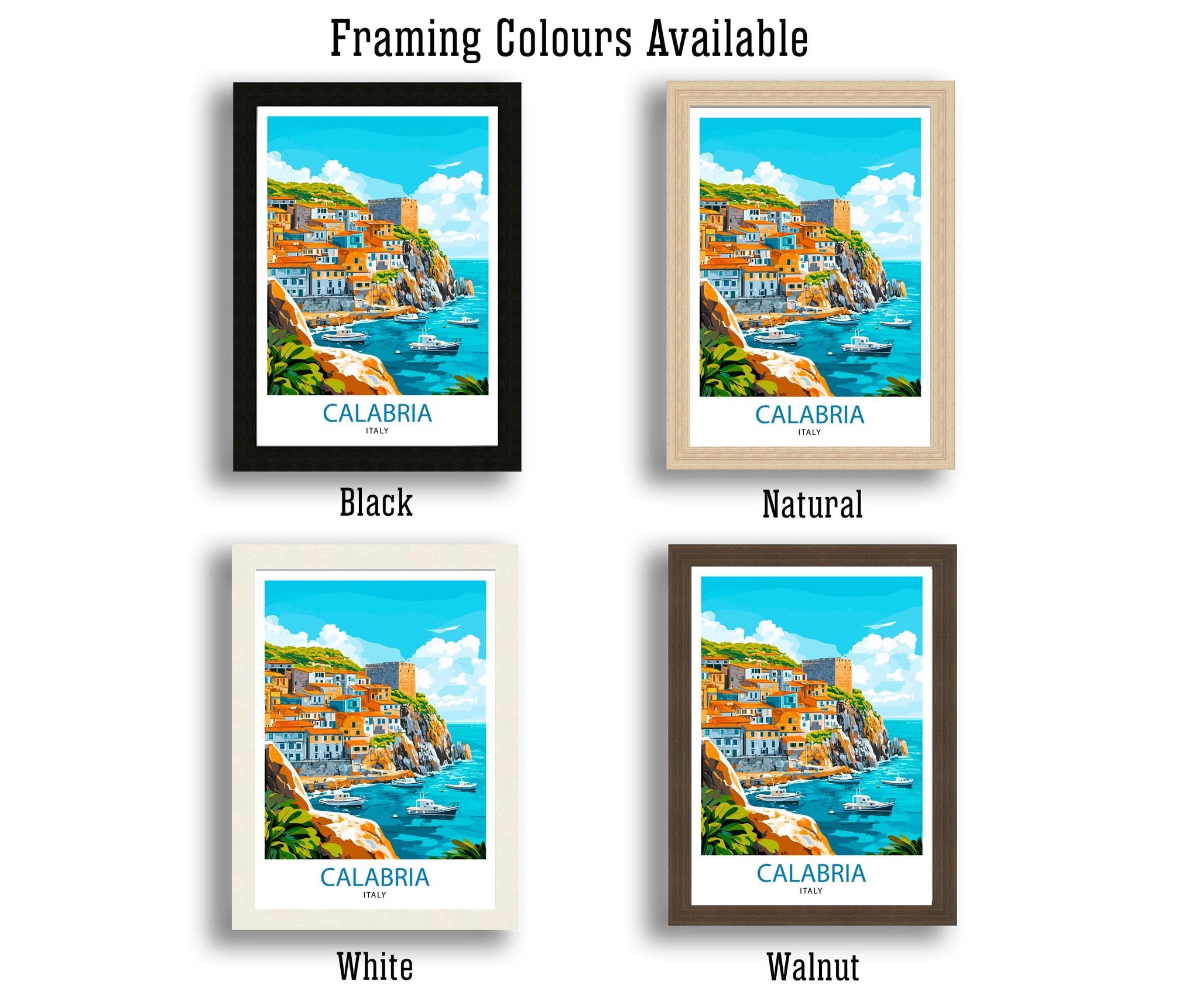 Calabria Italy Travel Poster Print Mediterranean Coastal Wall Art Landscape Gift for Europe Lovers and Fans of Scenic Southern Italian