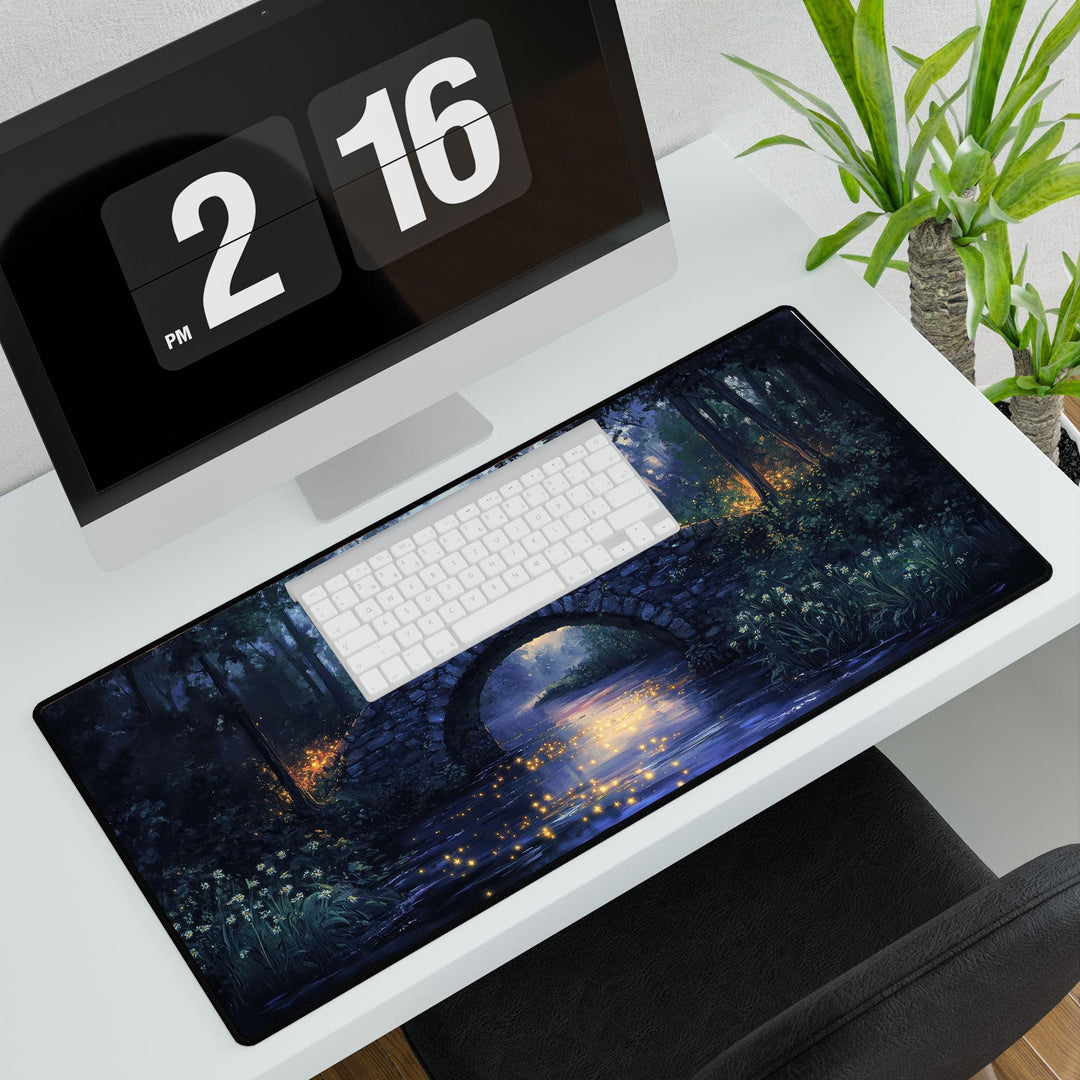 Fairycore Enchanted Bridge Desk Mat Extended Mouse Pad Non Slip Stitched Edges Aesthetic Desk Setup Gift UK