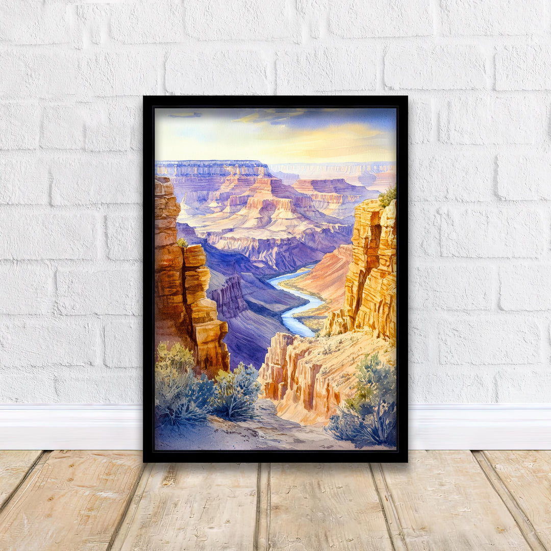 Grand Canyon Watercolor Painting Poster Arizona USA Wall Art National Park Landscape Print Gift for American Travel Lovers