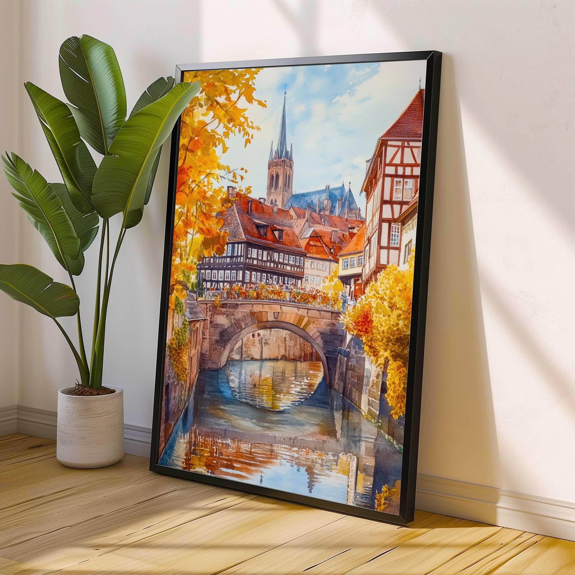 Nuremberg Germany Watercolor Poster Painting Wall Art Historic City Landscape Print Gift for Europe Lovers and Fans of Scenic German