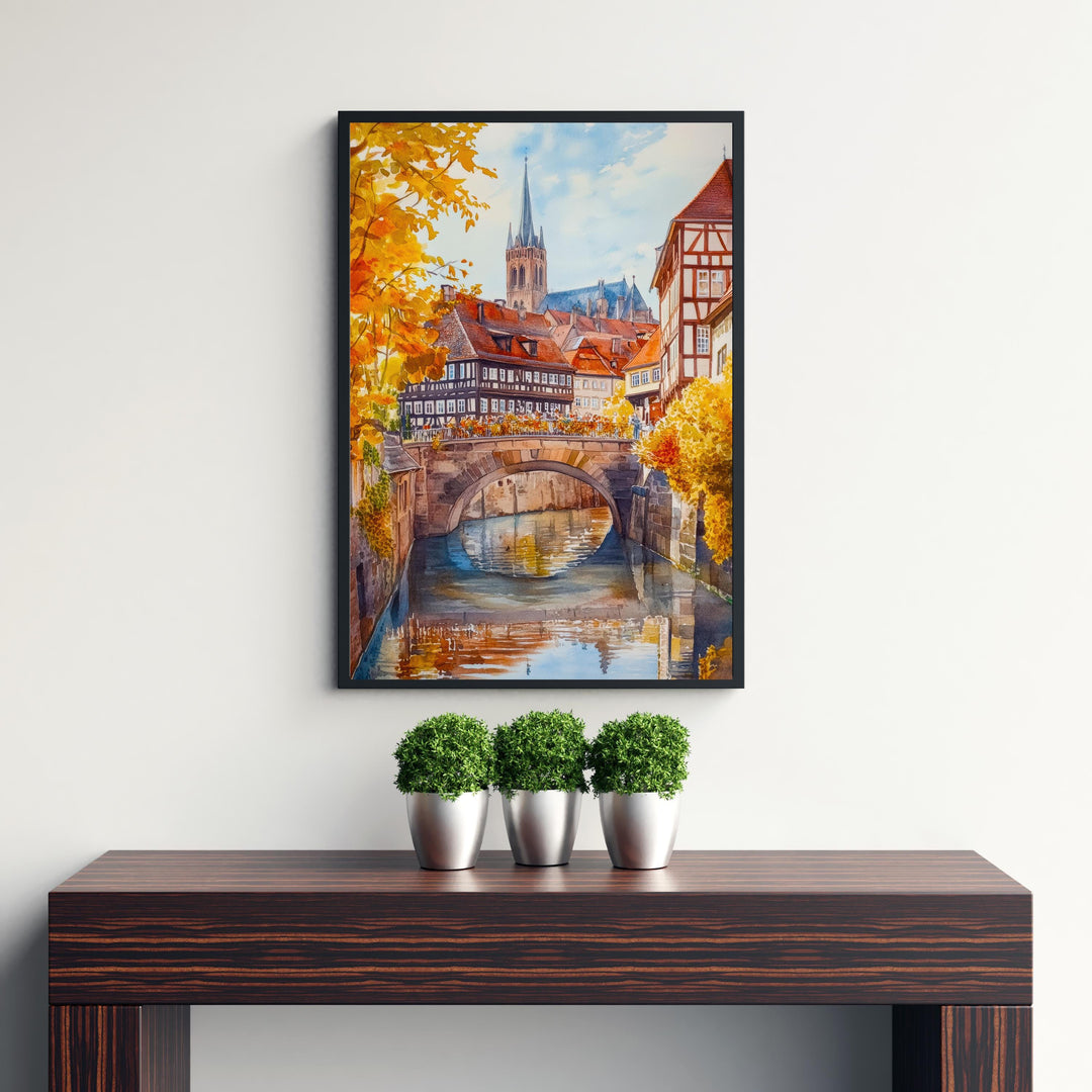 Nuremberg Germany Watercolor Poster Painting Wall Art Historic City Landscape Print Gift for Europe Lovers and Fans of Scenic German