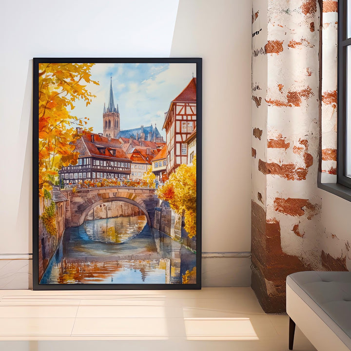 Nuremberg Germany Watercolor Poster Painting Wall Art Historic City Landscape Print Gift for Europe Lovers and Fans of Scenic German