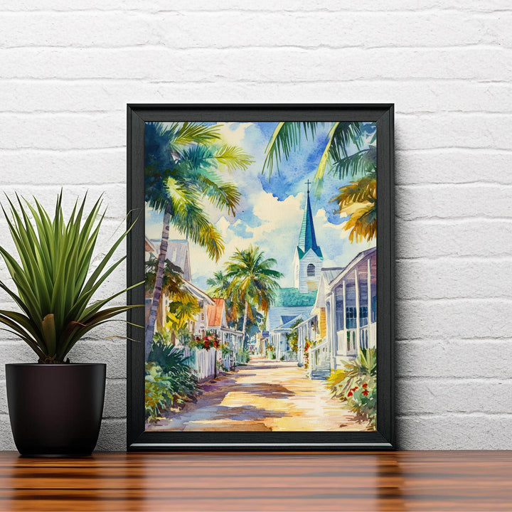 St Augustine Florida Watercolor Painting Poster USA Wall Art Historic Coastal City Print Gift for American Travel Lovers and Fans of Scenic