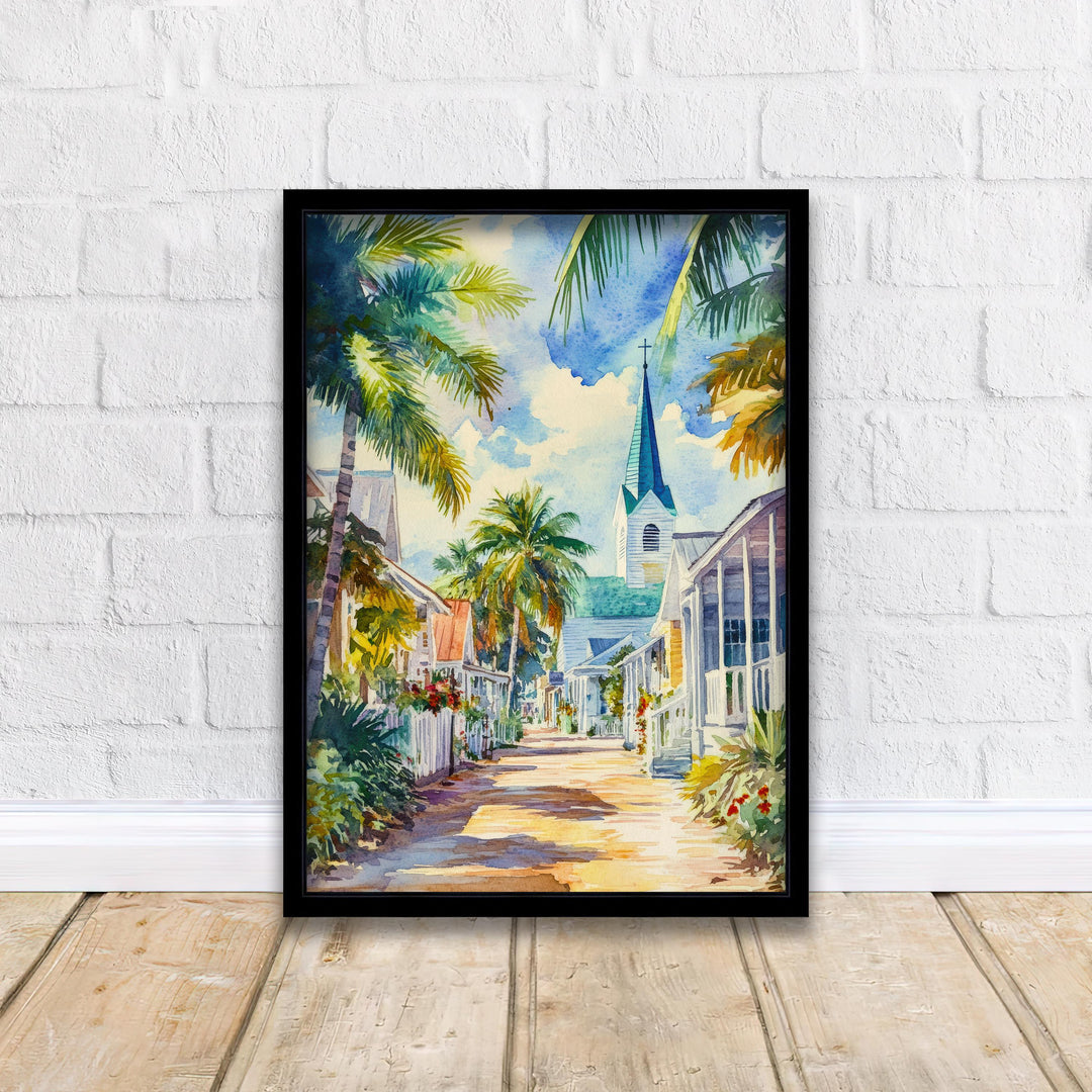 St Augustine Florida Watercolor Painting Poster USA Wall Art Historic Coastal City Print Gift for American Travel Lovers and Fans of Scenic