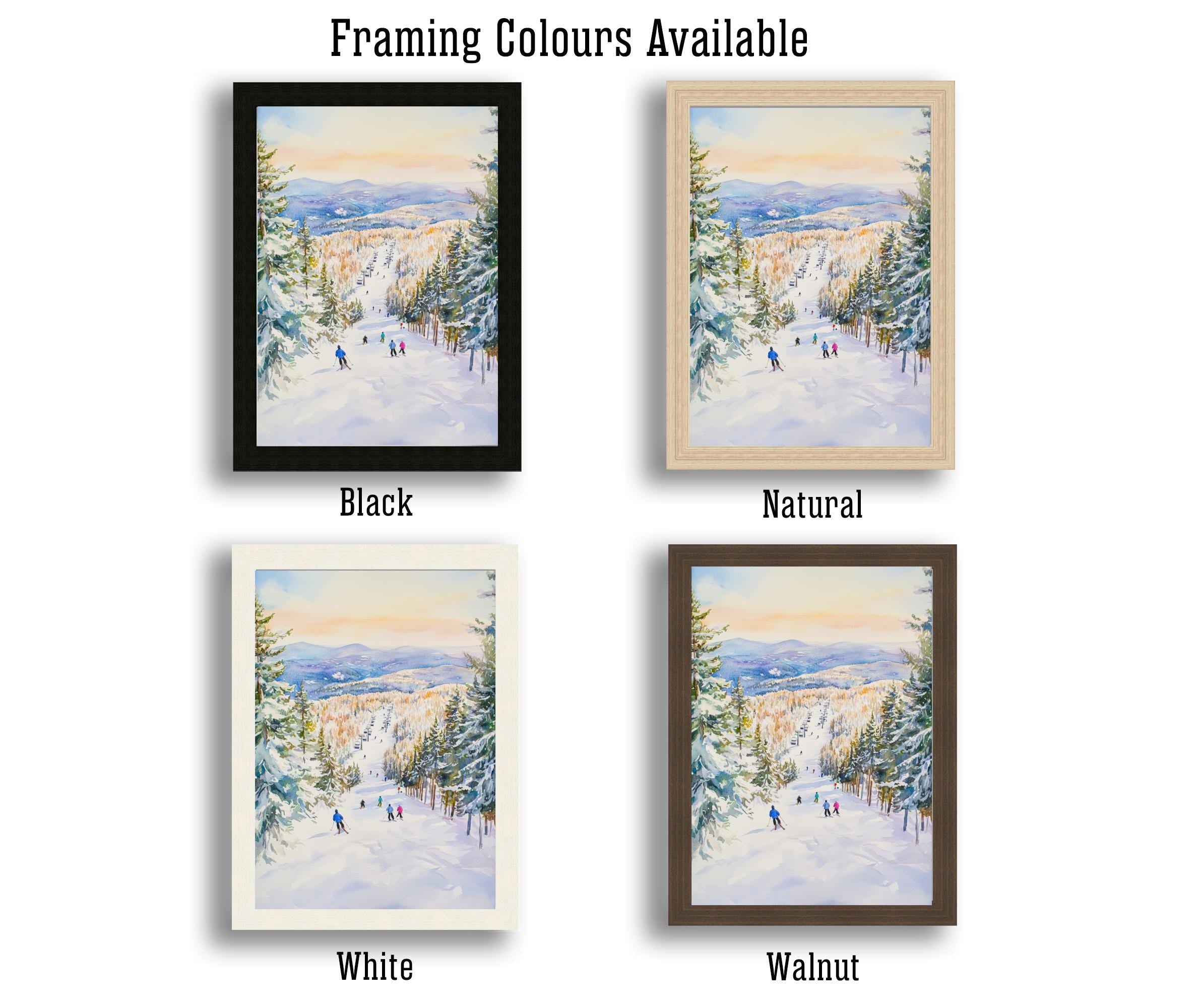 Sunday River Maine Watercolor Painting Poster USA Wall Art Mountain Landscape Print Gift for American Travel Lovers and Fans of Scenic