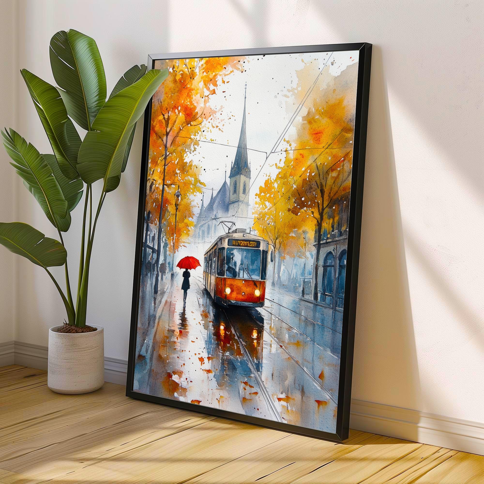 Zurich Watercolour Painting Poster Switzerland Wall Art Historic City Landscape Print Gift for Europe Travel Lovers and Fans