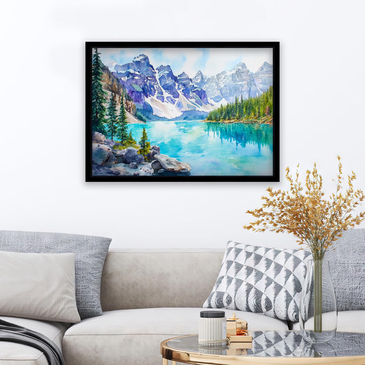 Banff National Park Watercolor Print Poster Canada Wall Art Mountain Landscape Gift for North America Lovers and Fans of Scenic Canadian