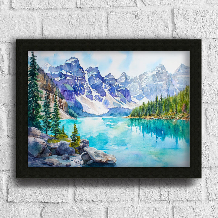 Banff National Park Watercolor Print Poster Canada Wall Art Mountain Landscape Gift for North America Lovers and Fans of Scenic Canadian