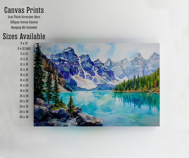 Banff National Park Watercolor Print Poster Canada Wall Art Mountain Landscape Gift for North America Lovers and Fans of Scenic Canadian