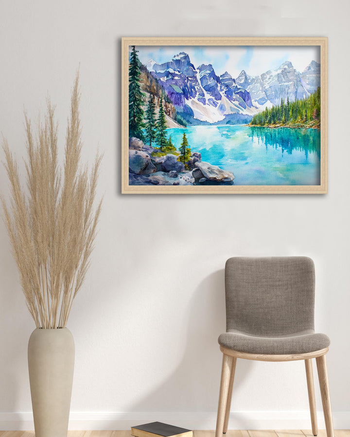 Banff National Park Watercolor Print Poster Canada Wall Art Mountain Landscape Gift for North America Lovers and Fans of Scenic Canadian