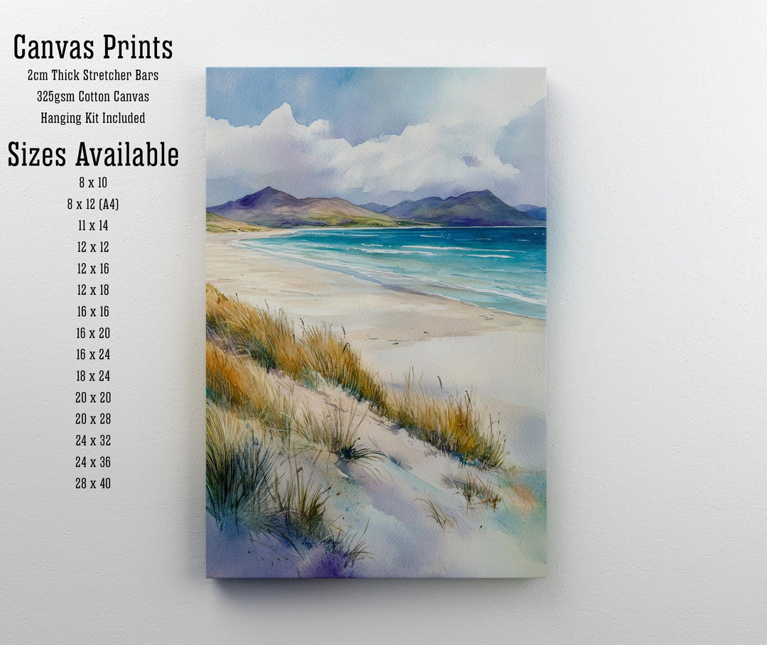 Isle of Harris Watercolour Art Print Beach Poster Outer Hebrides Scotland Travel Landscape Wall Art Turquoise Sea Decor Gift