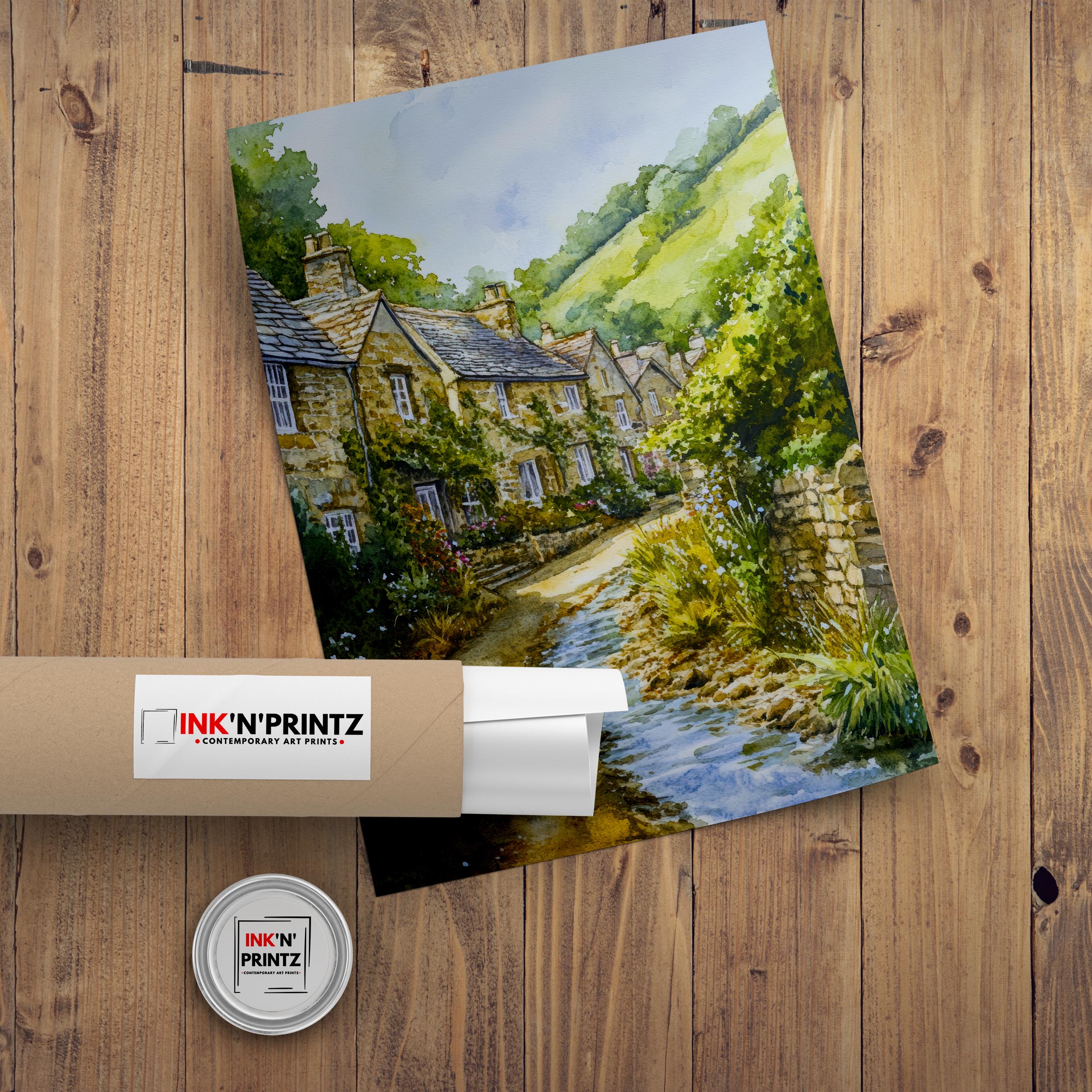 Peak District National Park Watercolour Art Print Derbyshire Landscape UK Hill Walking Travel Poster Rural England Nature Scenery Wall