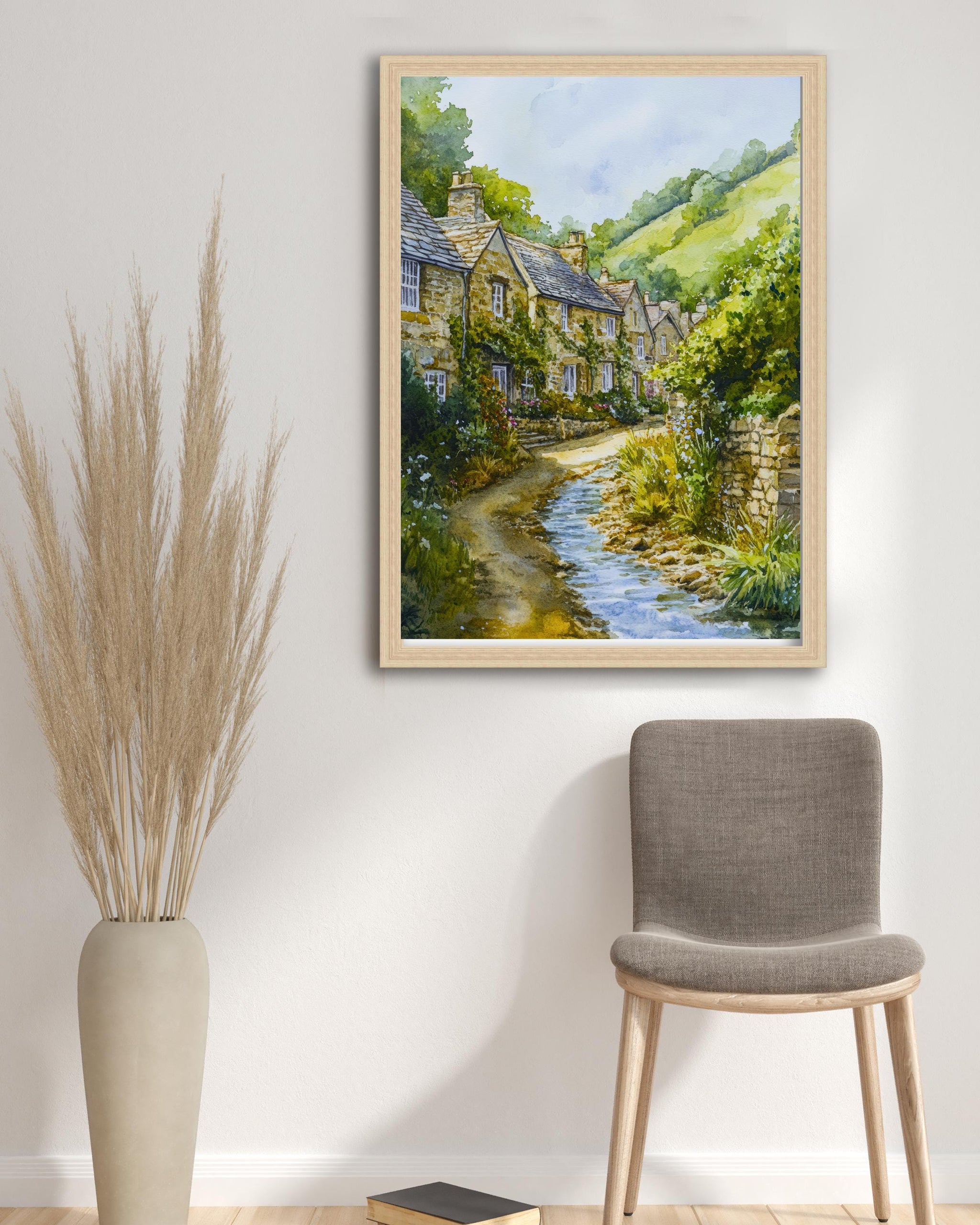 Peak District National Park Watercolour Art Print Derbyshire Landscape UK Hill Walking Travel Poster Rural England Nature Scenery Wall