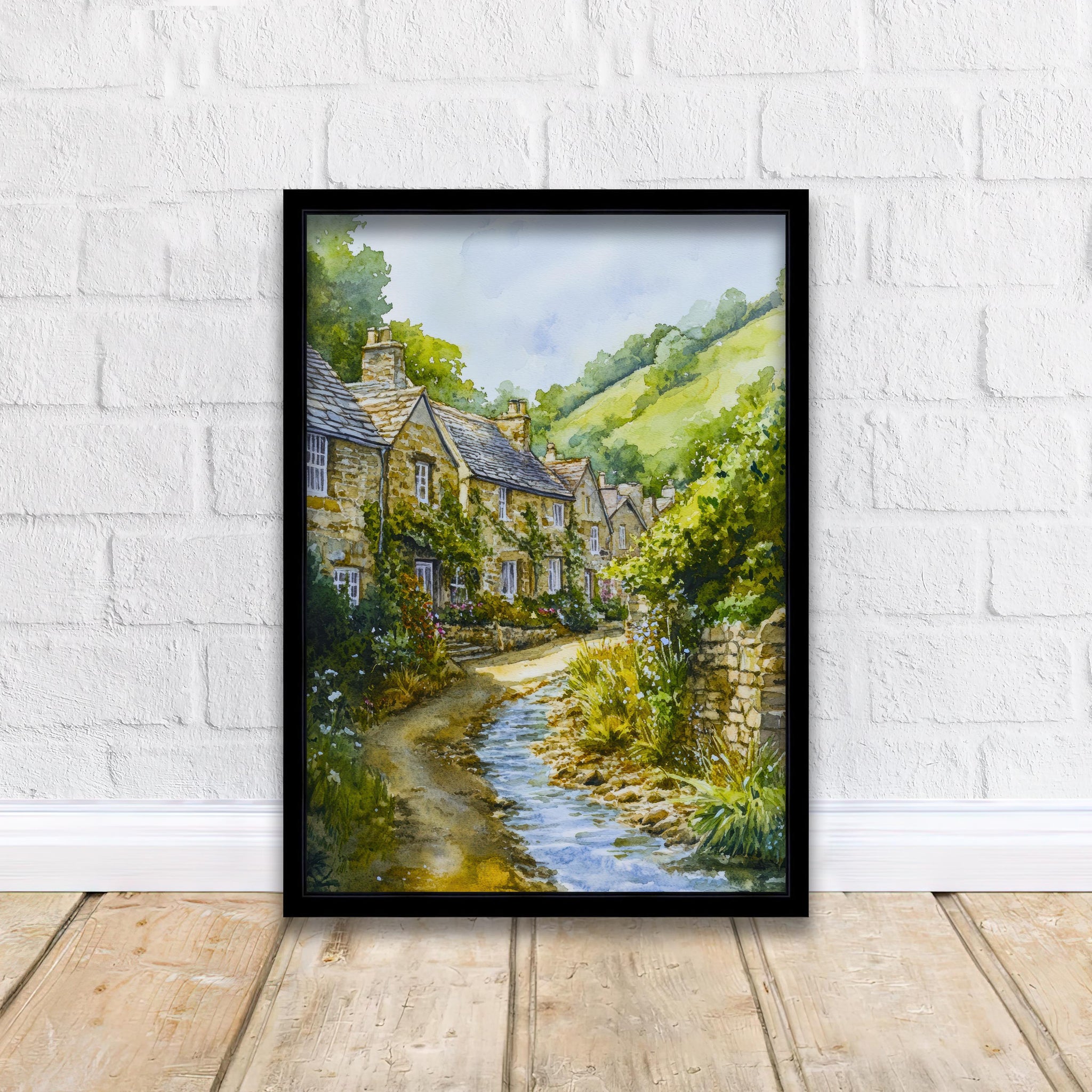 Peak District National Park Watercolour Art Print Derbyshire Landscape UK Hill Walking Travel Poster Rural England Nature Scenery Wall