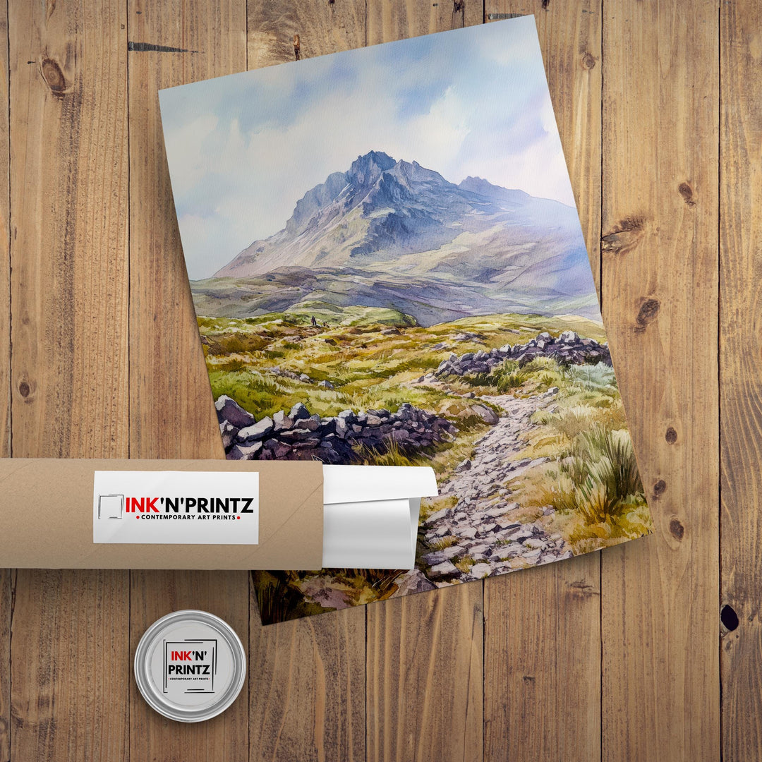 Peak District National Park Watercolour Art Print Derbyshire Landscape UK Hill Walking Travel Poster Rural England Nature Scenery Wall