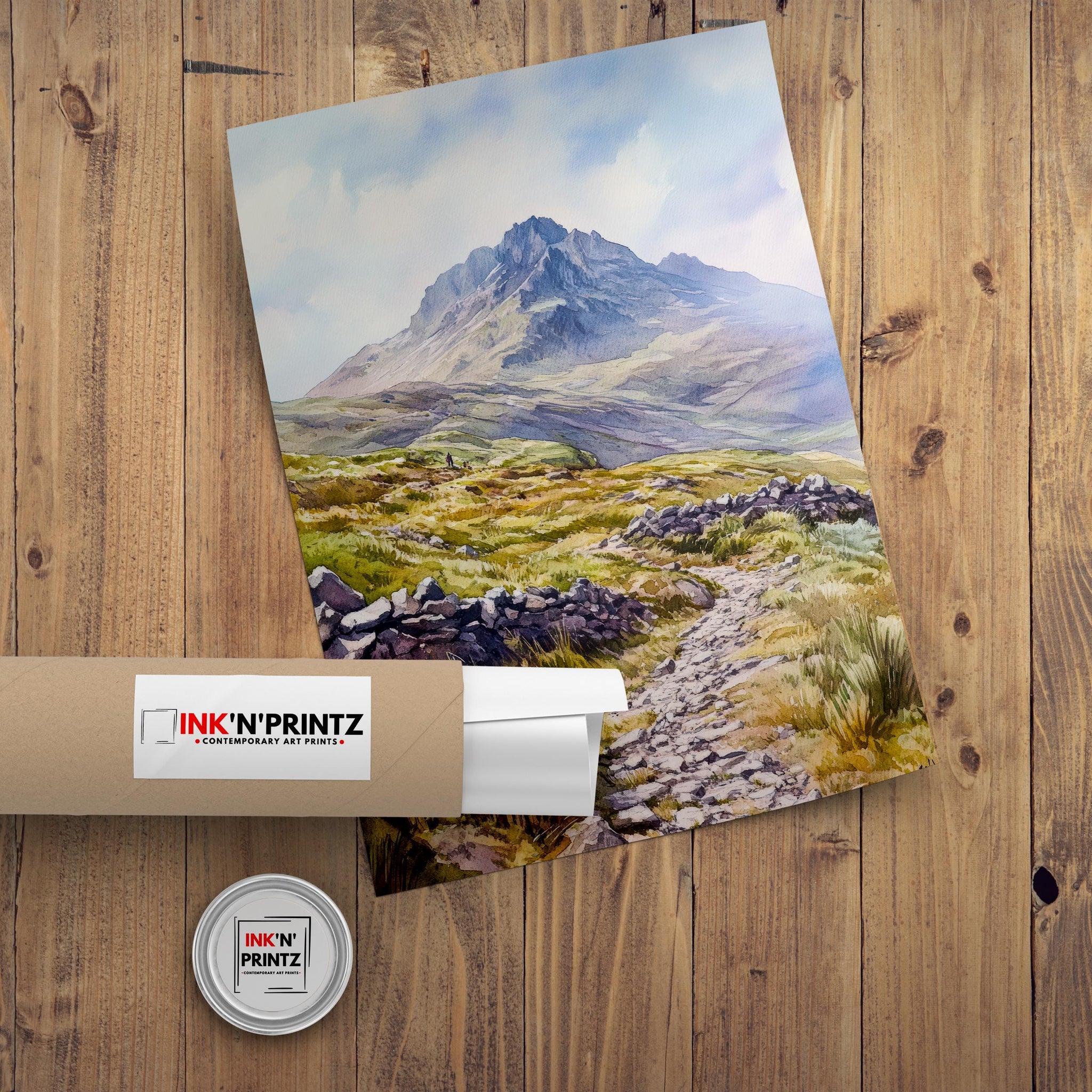 Peak District National Park Watercolour Art Print Derbyshire Landscape UK Hill Walking Travel Poster Rural England Nature Scenery Wall