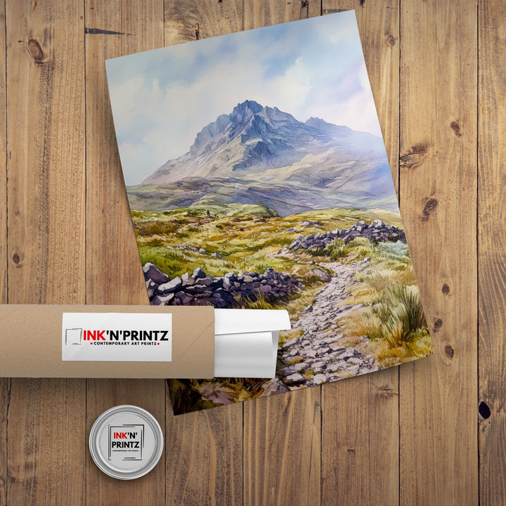 Peak District National Park Watercolour Art Print Derbyshire Landscape UK Hill Walking Travel Poster Rural England Nature Scenery Wall