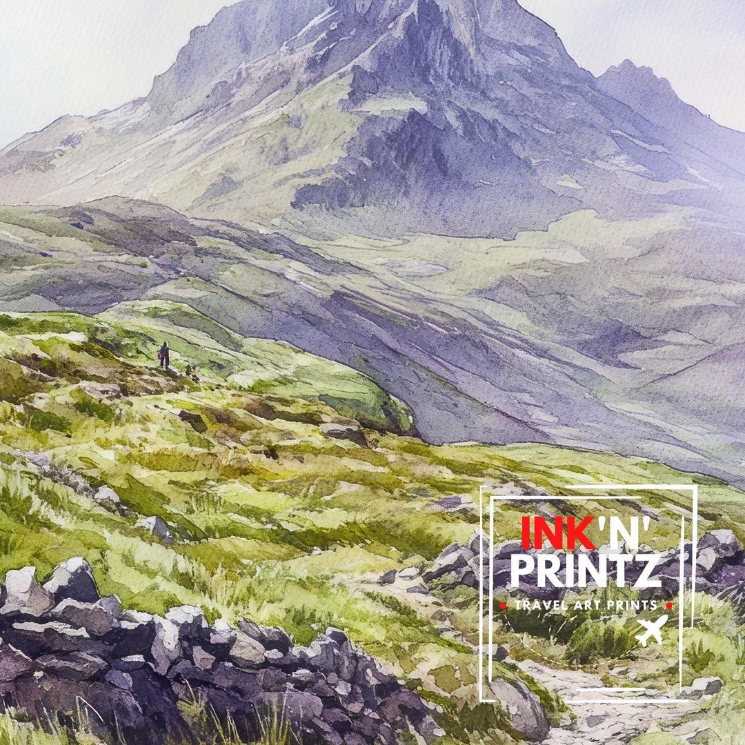 Peak District National Park Watercolour Art Print Derbyshire Landscape UK Hill Walking Travel Poster Rural England Nature Scenery Wall